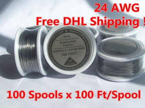 100 Spools x 100 feet Kanthal Wire 24Gauge 24AWG A1 Round,(0.51mm), Resistance !