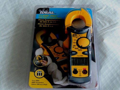 Ideal 61-746 clamp-pro 600aac clamp meter w/ trms, ncv &amp; carry case - new! for sale
