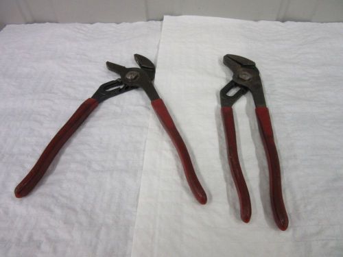2 POWERTRACK II PWER TRACK TOOLS PLIERS 7.5&#034; ELECTRICAL TONGUE &amp; GROOVE RED USED