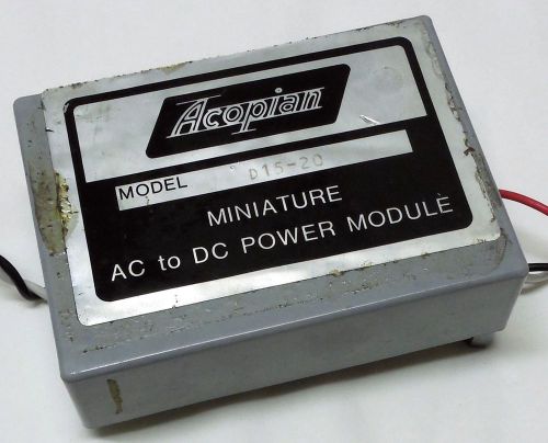 ACOPIAN MODEL D15-20 MINIATURE AC TO DC POWER SUPPLY MODULE ASSEMBLY