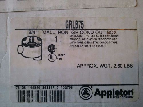 NEW  APPLETON GRLB75 3/4&#034; MALL IRON JUNCTION OUTLET BOX