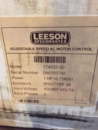 1 Hp 400/480 Volts Adjustable Speed Leeson Ac Motor Control