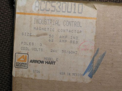 Arrow hart contactor 3 pole 50 amp 62 amp resistive acc530u10 for sale