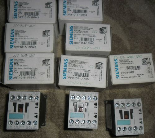 Lot of 7 siemens contactor 3rt1015-1bb42, 3rh1131-1ak60, 3rt1015-1ap62 for sale