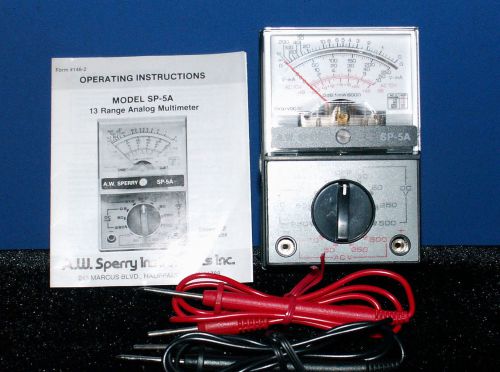 A W SPERRY 5 FUNCTION MULTI-TESTER MULTIMETER W/LEATHER CASE