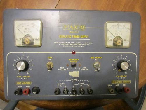 Paco B-12 400 VDC Variable Regulated Power Supply For Parts Or Repair; Untested