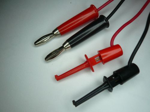 Lc test lead 1meter (3’3”) length mini grabber to banana plug red+black for sale