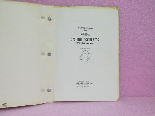 Ling Manual CO-10-A Cycling Oscillator Instruction Manual w/Schematics (2/58)