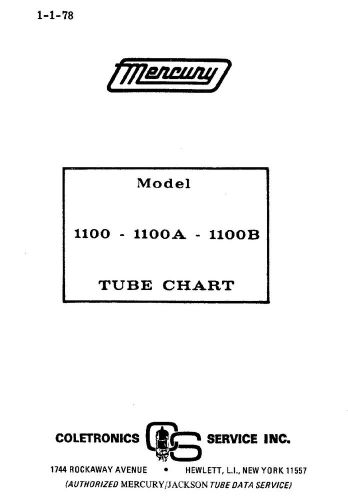 Mercury 1100 1100A 1100B Tube Chart 1978