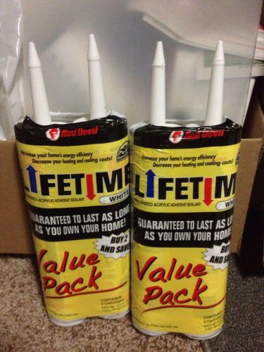 Lot (2) Red Devil Lifetime White Siliconized Acrylic Adhesive Sealant Twin Pack