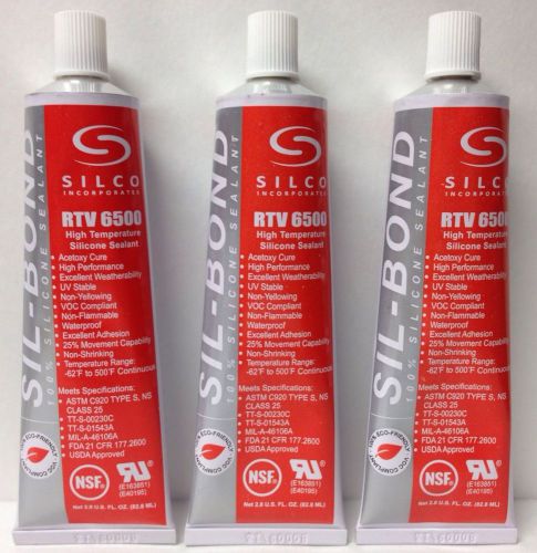 3 Pack RTV Red Silicon Rubber BBQ Adhesive Sealant Food Safe 500-650F Glue  9 oz