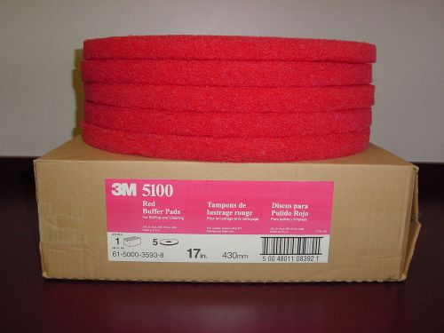 3m 17&#034; red 5100 buffer pads box of  5 pads for sale