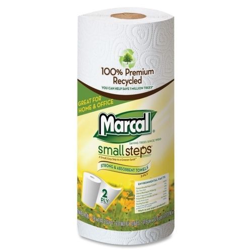 Marcal Small Steps Recycled Roll Paper Towels - 60 Sheets/Roll - 15 ROLLS