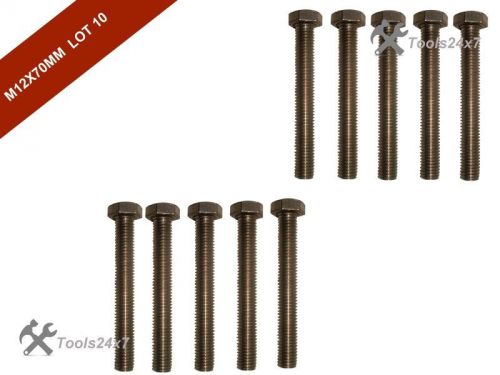 Brand New (10) M12x70 A2 Stainless Fully Threaded Bolt Screw Hexagon Hex Head