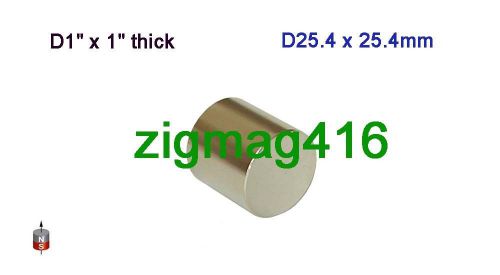2 pcs of  n52 d1&#034; x 1&#034; thick neodymium cylinder magnets for sale
