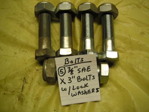 (5)  7/8&#034; s.a.e. bolts 3&#034; long with self locking nuts for sale