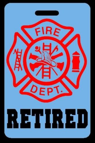 Sky-Blue RETIRED Firefighter Luggage/Gear Bag Tag - FREE Personalization