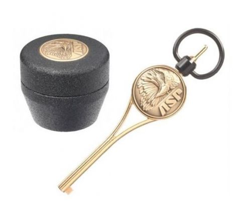 Asp 74811 logo grip cap &amp; g1 handcuff key - brass finish with navy logo for sale
