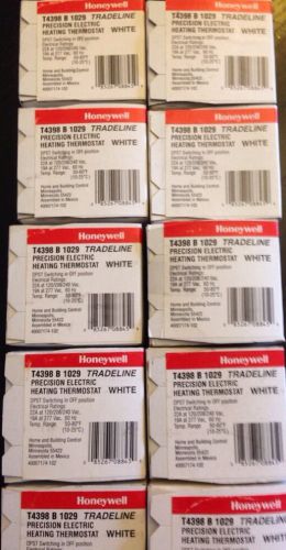 (10) Honeywell T4398B1029 Premier White  Electric Heat Thermostats Positive Off