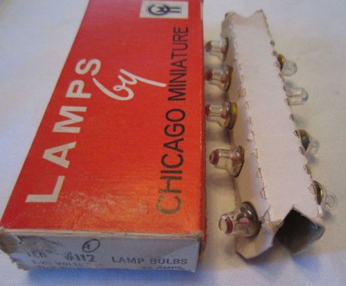 Box of 9 Chicago Miniature No. 112 CM112 GE112 Screw Base Lamps Light Bulbs NOS