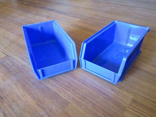 (2) 7-3/8&#034;x4-1/8&#034;x3&#034; Plastic Storage Stacking Stack Bin Plastibin Akrobin BLUE