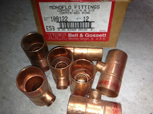Bell &amp; Gossett Monoflo Tee 1 1/4&#034; x 1 1/4&#034; x 1/2&#034; Red Ring Lot of 7pc