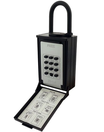 Lockbox combo locking shackle - key/card storage push button lockbox for sale