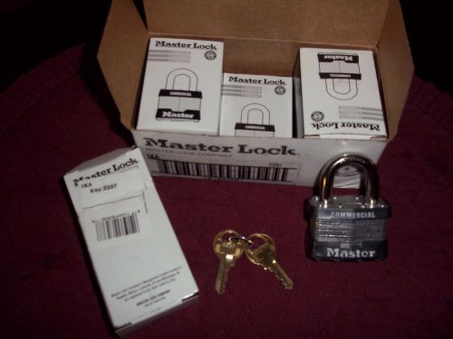 Lot of (6) Master Lock Commercial Padlocks 1KA KEYED ALIKE Hardened Shackle&#034;NR&#034;