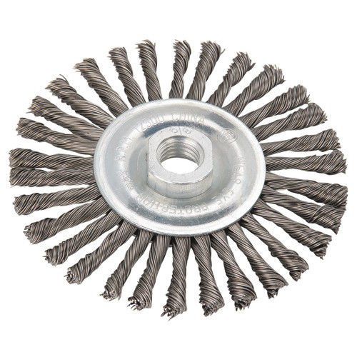4-1/2&#034; stainless knotted wire wheel universal threaded arbor, 12,500 rpm maximum for sale