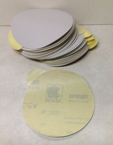 Lot of 100 Indasa Rhynostick 5&#034; PSA Sanding Discs White Line P280 Grit   (#2)