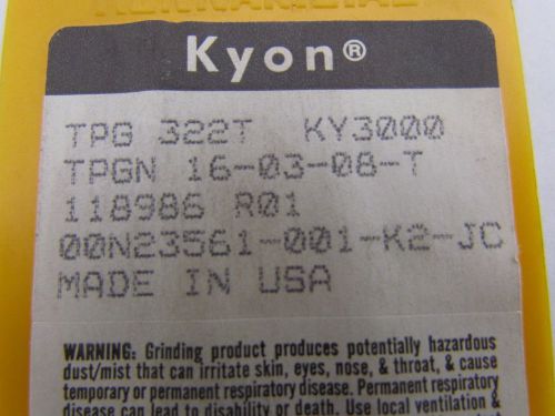Kennametal TPG322T TPGN 16 03 08T Kyon Ceramic Insert Grade KY3000 Lot of 13pcs
