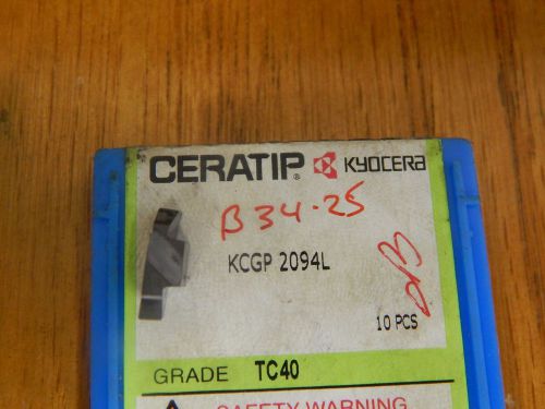 Kyocera Ceratip KCGP 2094L TC-40 Ceramic Insert .094&#034; Wide