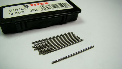 Titex screw machine drill bits #57 0.0430&#034; hss-e 130 deg a1148 qty 10 [1712] for sale