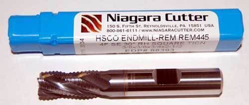 Niagara 3/8&#034; m42-8% cobalt fine-pitch roughing cnc end mill-ticn coated for sale