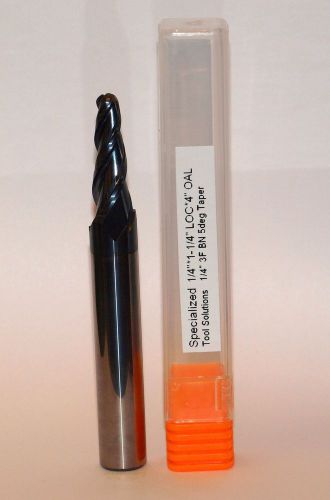 1/4&#034; carbide endmill 3 flute 5 degree taper per side ballnose 1/2&#034; shank tialn for sale