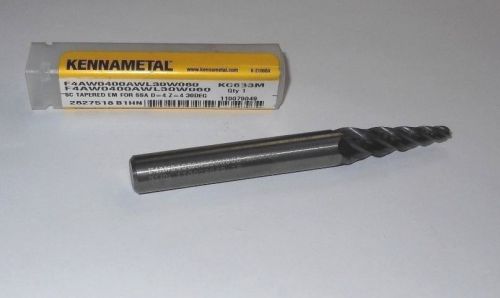 Kennametal carbide tapered end mill f4aw0400awl30w060 kc633m &lt;1927&gt; for sale