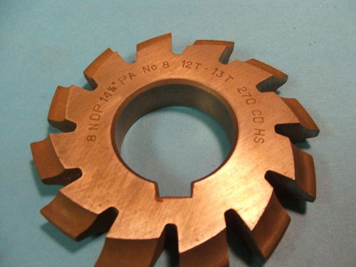 Milling machine involute 8 ndp gear cutter 1 1/4 i.d. no.8 12t to 13t  270 cd hs for sale
