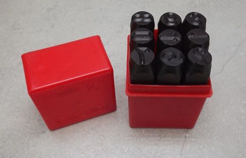12MM-12.5MM  Number Punch Stamp Set Metal 9 PIECE in plastic case NEW 42-52 HRC