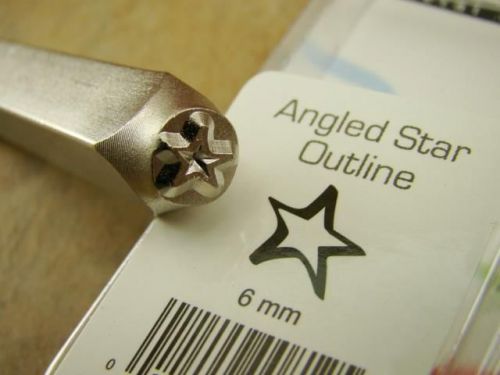 &#034;Angled Star Outline&#034; Sign 1/4&#034;-6mm-Large Stamp-Metal-Leather-Gold &amp; Silver Bars