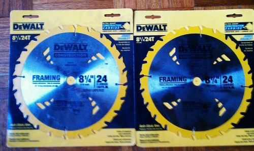 Lot (2) DeWalt DW3182 8 1/4&#034; Carbide Framing Blade 24T Circular Saw NEW