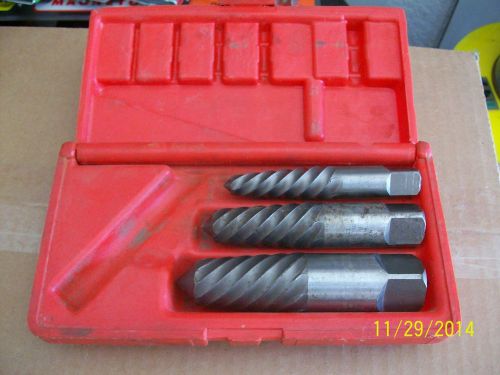 Large Professional 3pc. Tap/drill extractor set/No. 9, 8, 7 extractors with case