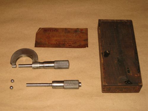 Brown &amp; sharpe mfg. co. micrometer 10 rs box... w/ no name caliper &amp; other bits! for sale