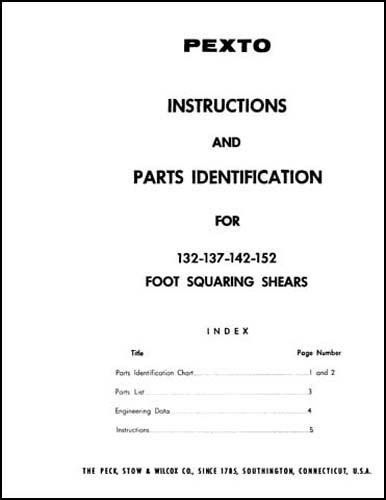 Pexto foot squaring shears 132-137-142-152 manual for sale