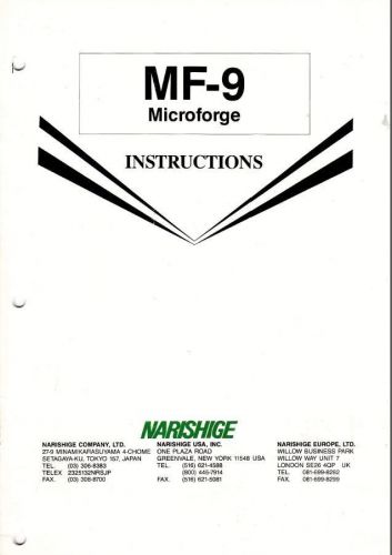 Narishige MF-9  Microscope Microforge Instructions on CD L0187