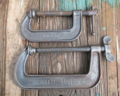 Vintage C CLAMP Lot~ CINCINNATI TOOL #540-6&#034; w/Butterfly Screw and MALLEABLE 4&#034;