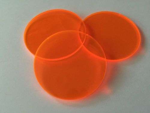 50 pcs 2&#034; dia. x 1/8&#034; thick laser cut fluorescent orange plexiglass disks for sale