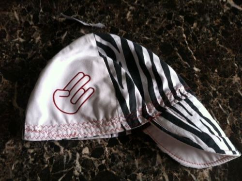 SHOCKER Zebra &amp; White-Red WELDING HAT (7 3/8) Welder Hats American Hotties Cap