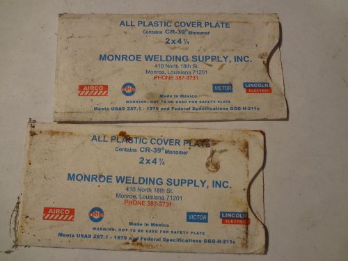 (2) MONROE ALL PLASTIC COVER PLATE 2&#034; X 4-1/4&#034; CR-39 MONOMER WELDING SUPPLYS