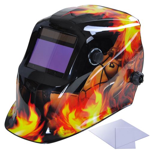 Solar 100x53mm large viewing auto darkening welding grinding helmet sexy cowgirl for sale