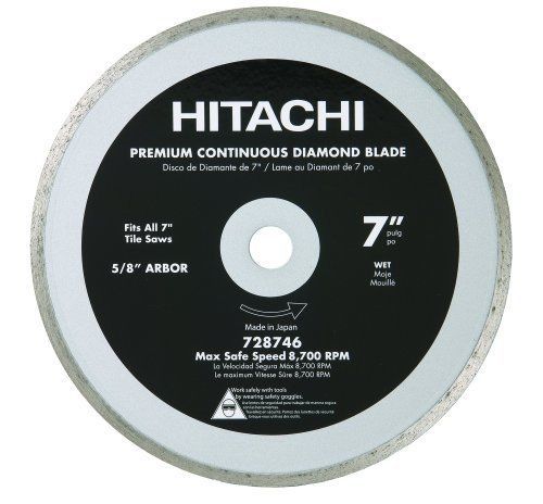 Hitachi 728746 7-Inch Wet and Dry Cut Continuous Rim Diamond Saw Blade for Tile